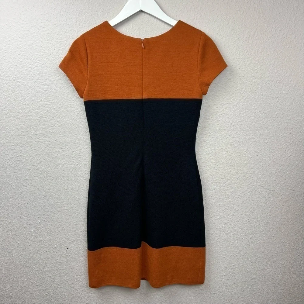 Luisa Spagnoli Woolmark 100% Virgin Wool Knit Sheath Dress in Black & Terracotta - Picture 2 of 7